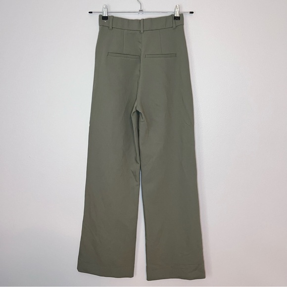 Abercrombie & Fitch Sloane Tailored Pleated High Rise Wide Leg Trouser Green - Picture 5 of 7